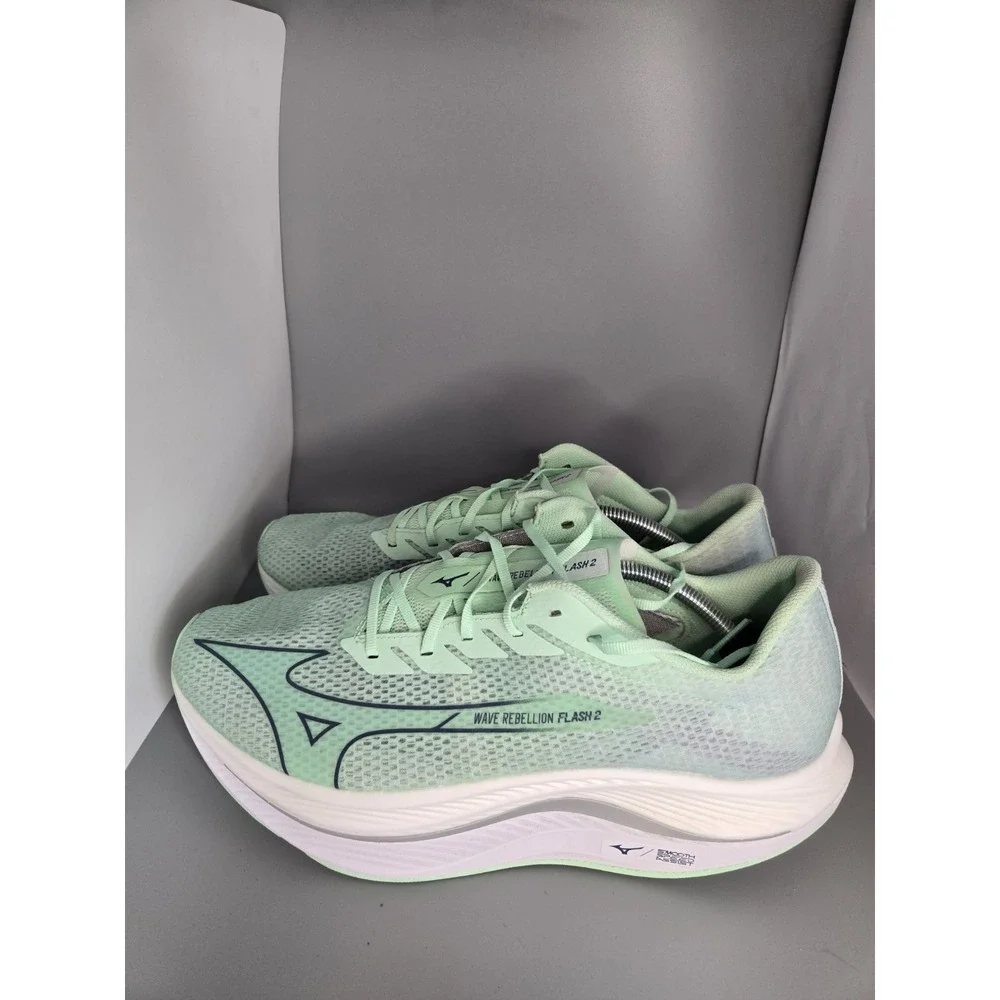 Mizuno Wave Rebellion Flash 2 Mint Green Dark Navy J1GC243581 Men's Size 13
